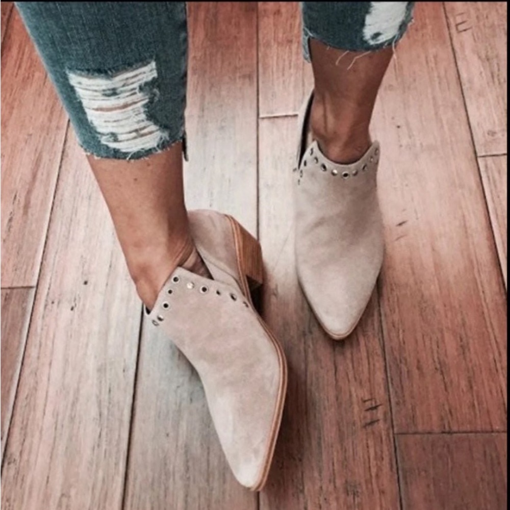 Rebecca Minkoff Annette Studs Suede Block Chunky Western breathable boho 8.5